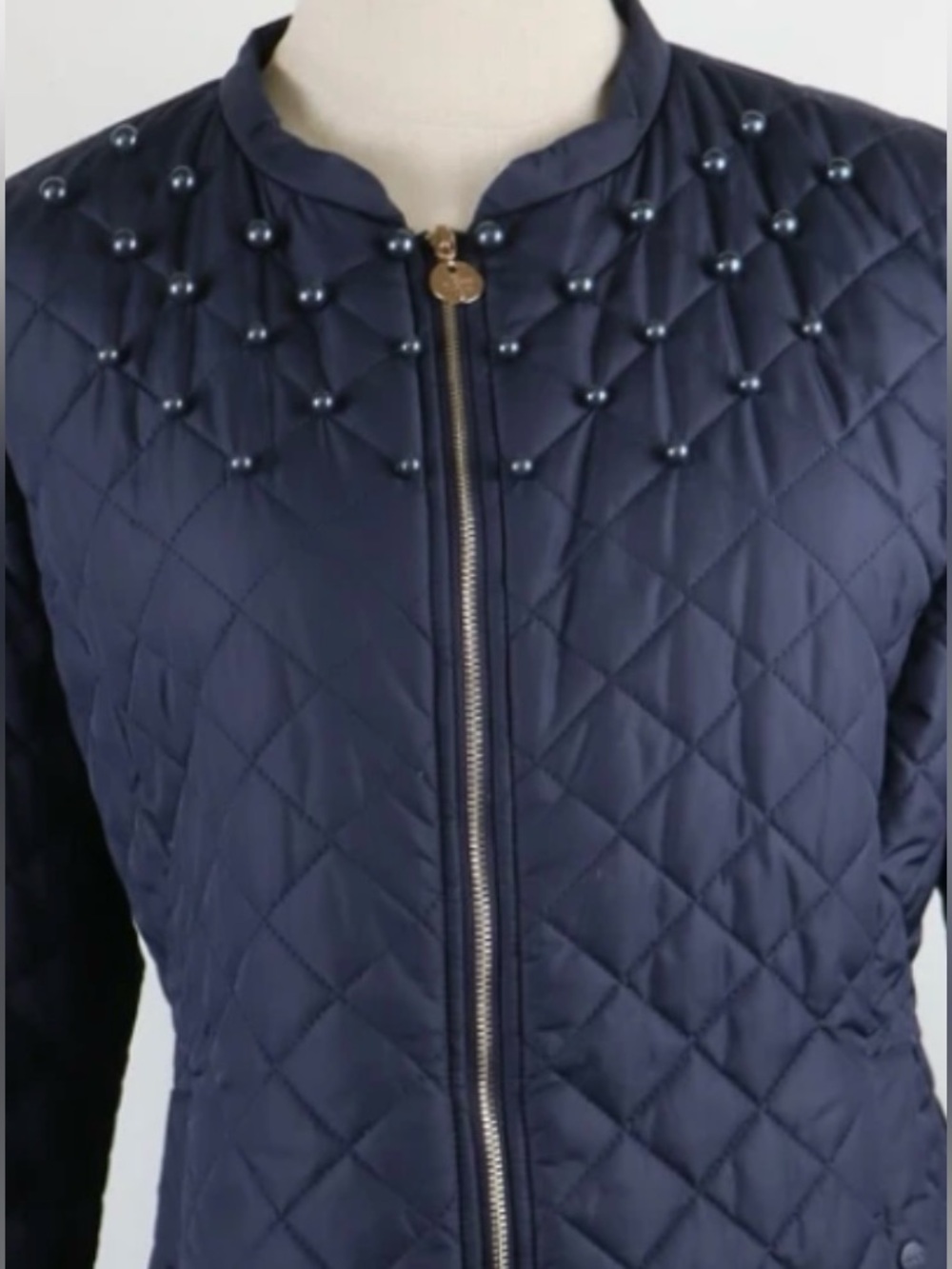 Liu Jo Diamond-Quilted Jacket with Pearl Embellishments